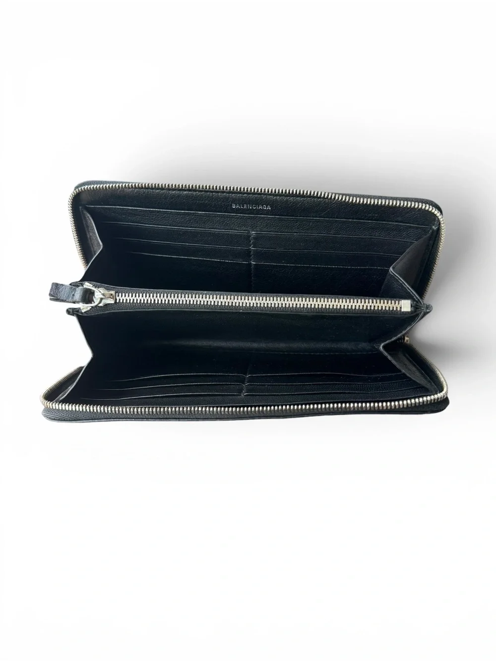 Balenciaga Black Leather Zip Wallet